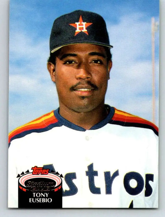 Baseball player in Houston Astros uniform on 1992 Topps Stadium Club Tony Eusebio card