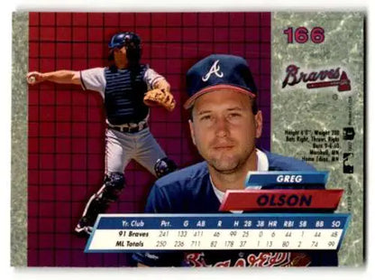 1992 Ultra #166 Greg Olson Atlanta Braves Baseball Card with original gloss finish