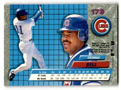 George Bell Chicago Cubs baseball card 1992 Ultra #173 original gloss near mint condition