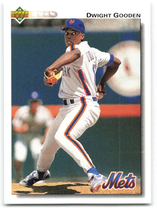 Dwight Gooden mid-pitch in New York Mets uniform on 1992 baseball card