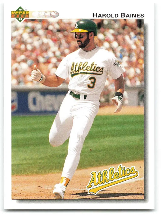 Harold Baines running on field in Oakland Athletics uniform for baseball card