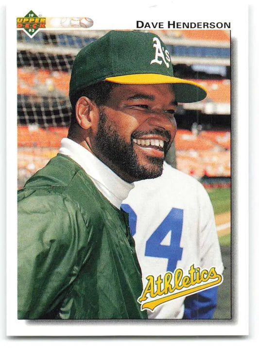 1992 Upper Deck #172 Dave Henderson Oakland Athletics Baseball Card in green jacket