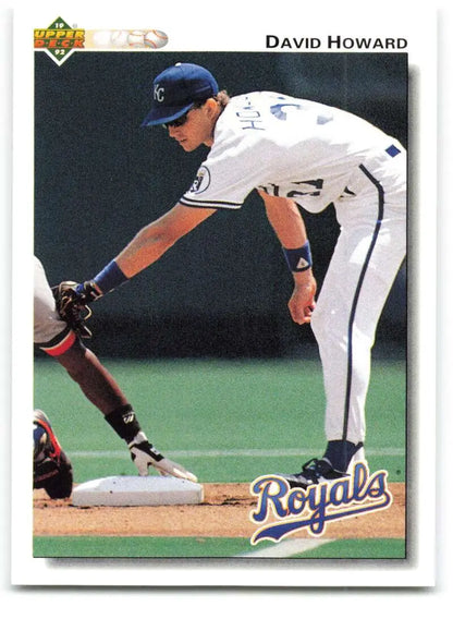 Kansas City Royals Baseball Card of David Howard fielding at first base