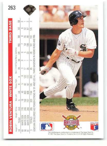 Robin Ventura at bat in Chicago White Sox pinstripe uniform baseball card