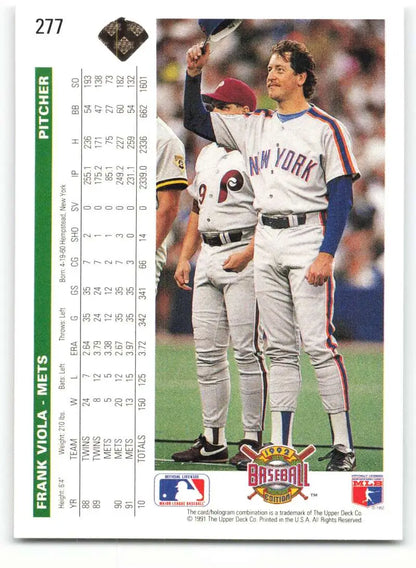 New York Mets Baseball Card of Frank Viola in road gray uniform by Upper Deck