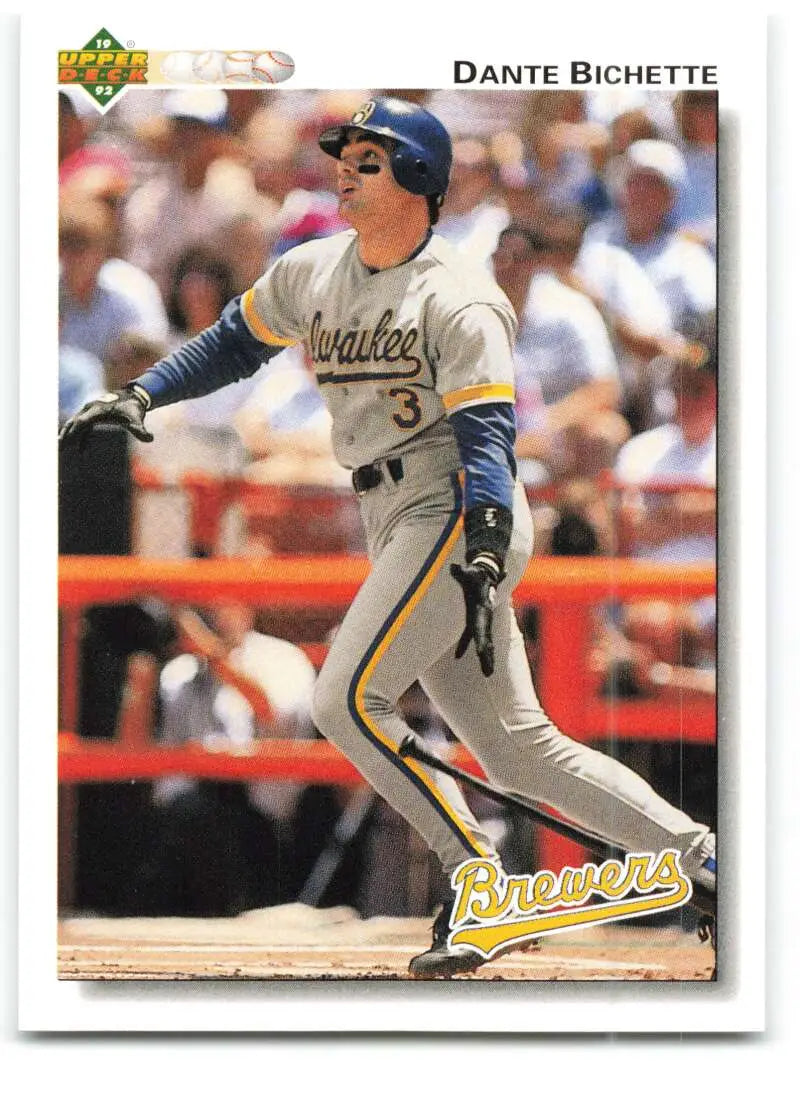 1992 Upper Deck Baseball Card of Dante Bichette in a Milwaukee Brewers batting stance
