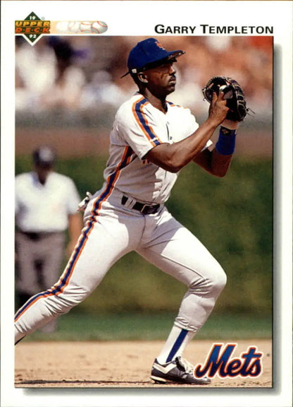 Baseball player in white New York Mets uniform on Garry Templeton Upper Deck card