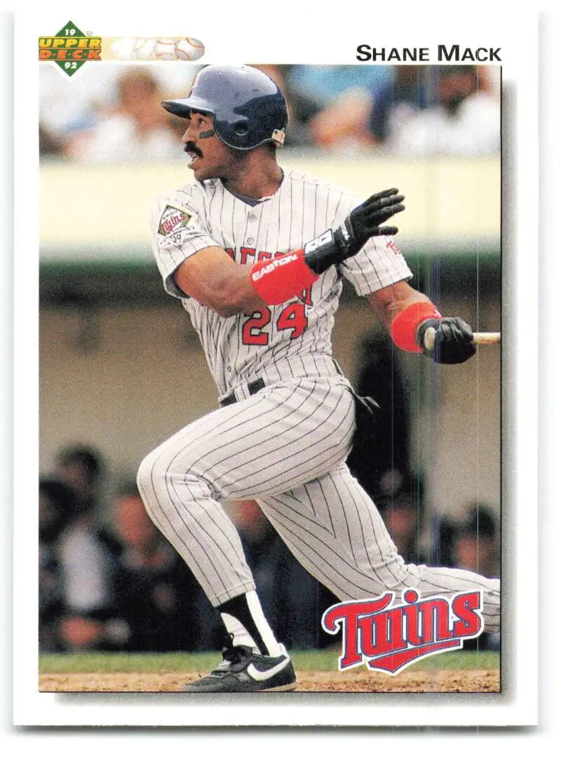 1992 Upper Deck #428 Shane Mack baseball card showcasing Minnesota Twins player at bat