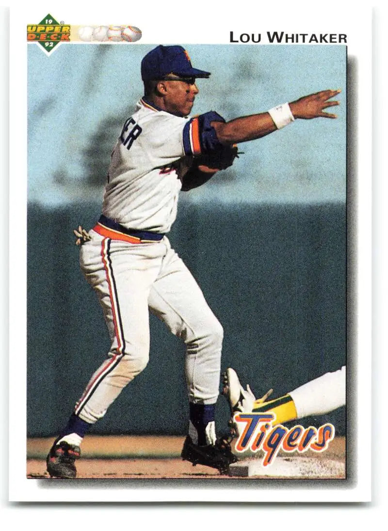 Lou Whitaker 1992 Upper Deck baseball card of Detroit Tigers player in action