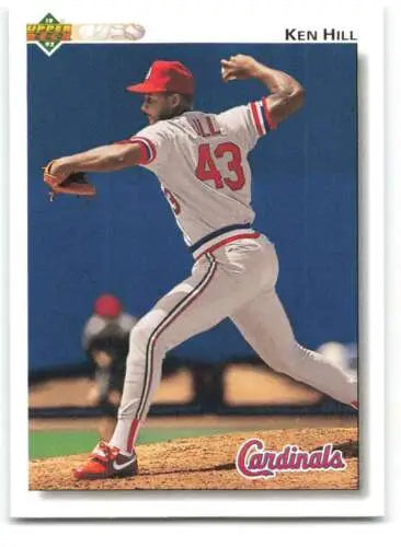 Ken Hill baseball card from 1992 Upper Deck featuring original gloss and Cardinals design