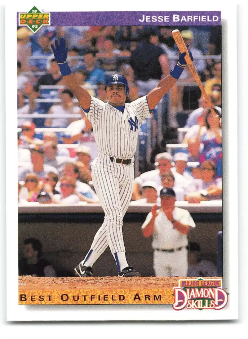 Jesse Barfield New York Yankees baseball card in pinstripes from 1992 Upper Deck