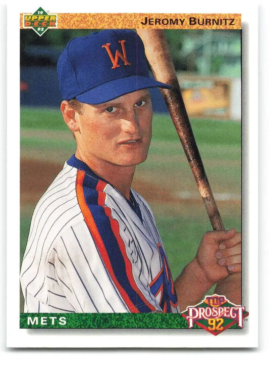 Jeromy Burnitz 1992 Upper Deck Baseball Card in New York Mets pinstriped uniform