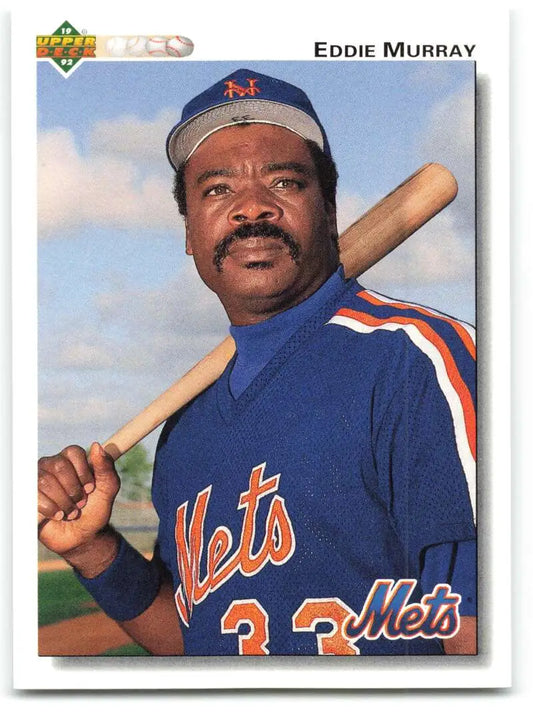 Eddie Murray in New York Mets uniform holding bat for 1992 Upper Deck Baseball Card