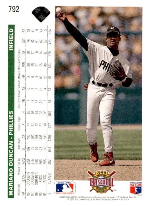 1992 Upper Deck #792 Mariano Duncan - Trading Card