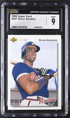 Graded Deion Sanders baseball card from Upper Deck Deion Sanders series CGC 9