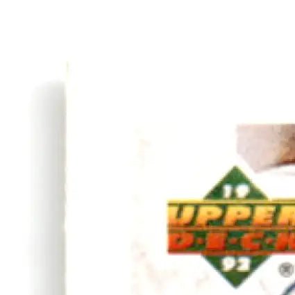 Part of an Upper Deck 1992 football trading card box featuring Sean Gilbert RC Los Angeles Rams