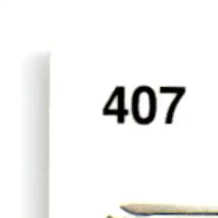 White rectangular tab with number 407 for 1992 Upper Deck Football Shane Dronett RC