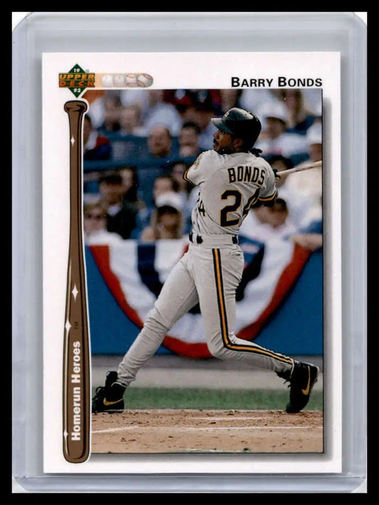 1992 Upper Deck Baseball Card of Barry Bonds in Pittsburgh Pirates uniform number 24
