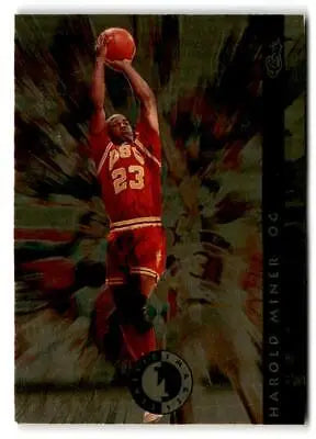 Harold Miner in red #23 jersey jumping with ball from Classic Images Four Sport