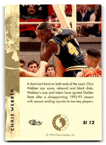 1993-94 Classic Images Four Sport #SI 12 Chris Webber Sudden Impact - Trading Cards