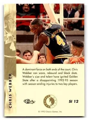 Chris Webber basketball card from 1993-94 Classic Images Four Sport collection