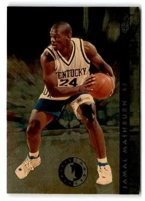 Jamal Mashburn in Kentucky #24 jersey crouched defensively, Classic Images Four Sport