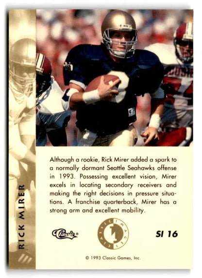 1993-94 Classic Images Four Sport #SI 16 Rick Mirer Sudden Impact - Trading Cards