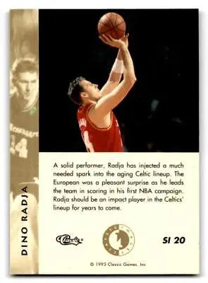 Dino Radja basketball card from 1993-94 Classic Images Four Sport #SI 20 Sudden Impact