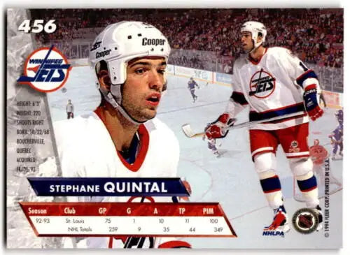 1993-94 Fleer Ultra #456 Stephane Quintal hockey card with original gloss finish