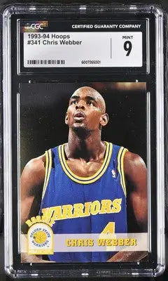 Graded Chris Webber basketball card from 1993-94 Hoops Chris Webber #341 CGC 9