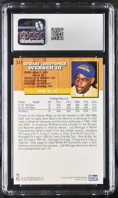 Graded Chris Webber basketball card from 1993-94 Hoops Chris Webber series CGC 9