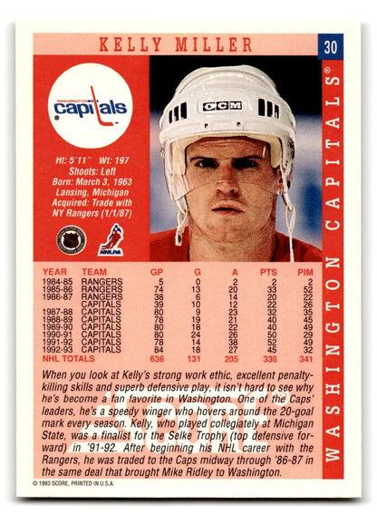 1993-94 Score #30 Kelly Miller - Trading Card