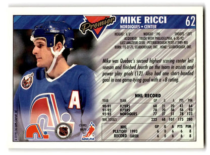 1993-94 Topps Premier #62 Mike Ricci - Trading Card