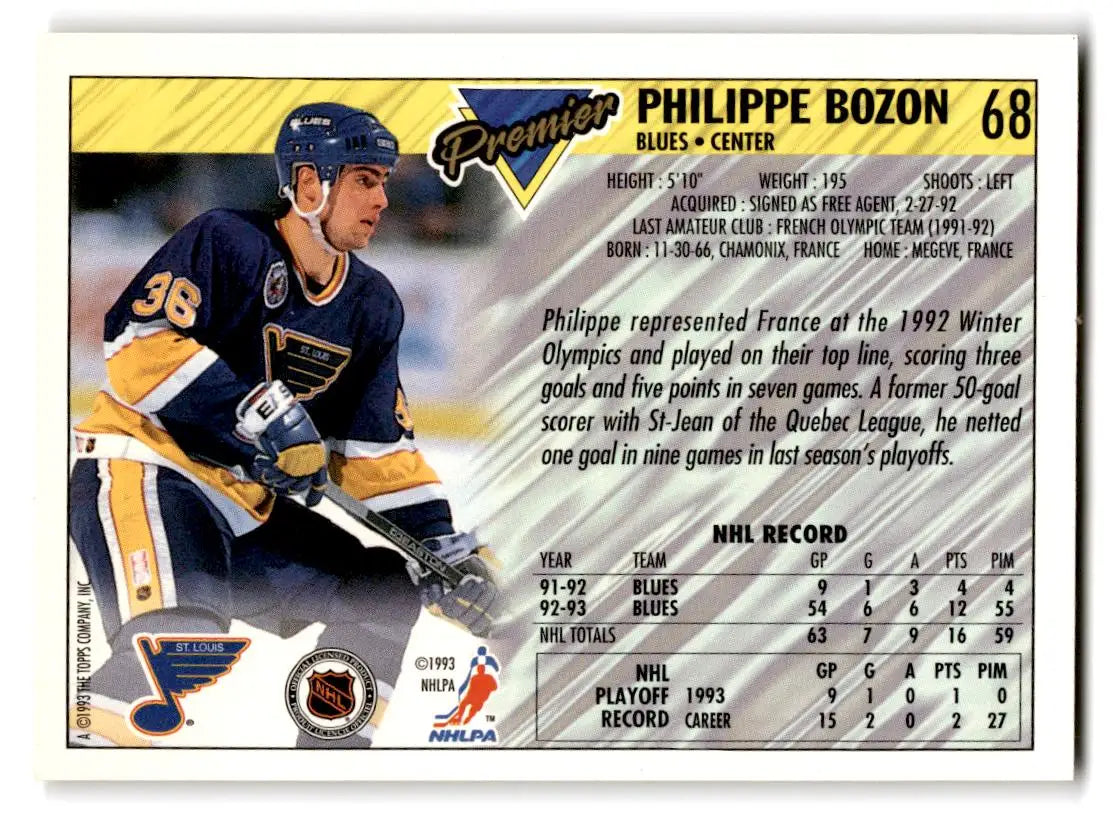 1993-94 Topps Premier #68 Philippe Bozon Gold - Trading Cards