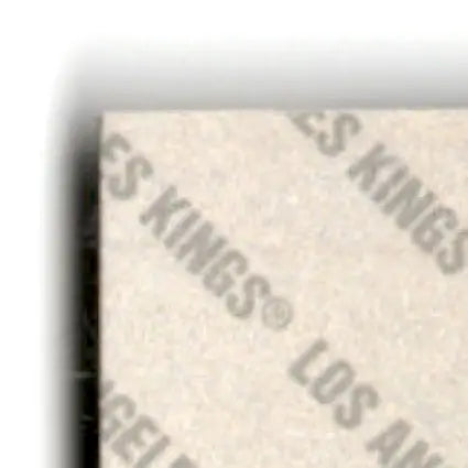 White and gray textured cushion with Kings Los Angeles text, related to 1993-94 Upper Deck Hockey Luc Robitaille