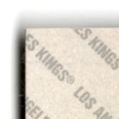 White and gray textured cushion with Kings Los Angeles text, related to 1993-94 Upper Deck Hockey Luc Robitaille