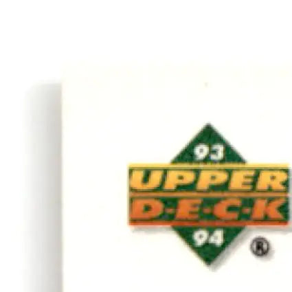1993-94 Upper Deck Hockey Mark Recchi sticker featuring hockey mark Recchi and deck hockey design