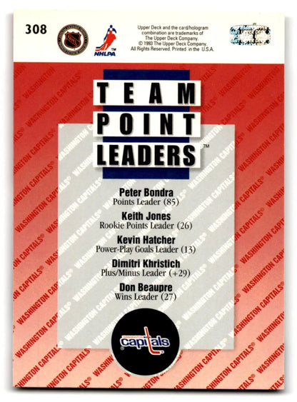 1993-94 Upper Deck Hockey Peter Bondra #308 Washington Capitals