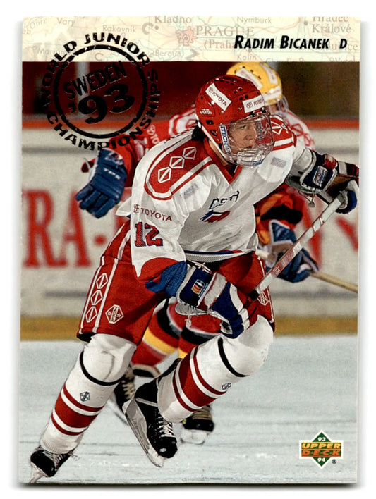 Red and white polyester Upper Deck Hockey Radim Bicanek jersey from 1993-94 Radim Bicanek RC
