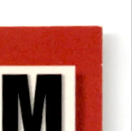 Red square coaster with black M design and white border from 1993-94 Upper Deck Hockey Theoren Fleury