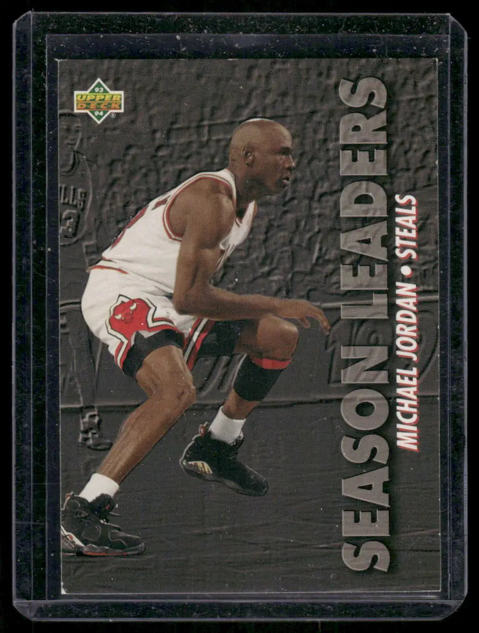 Upper Deck Season Leaders Michael Jordan basketball card from 1993-94 deck season leaders series