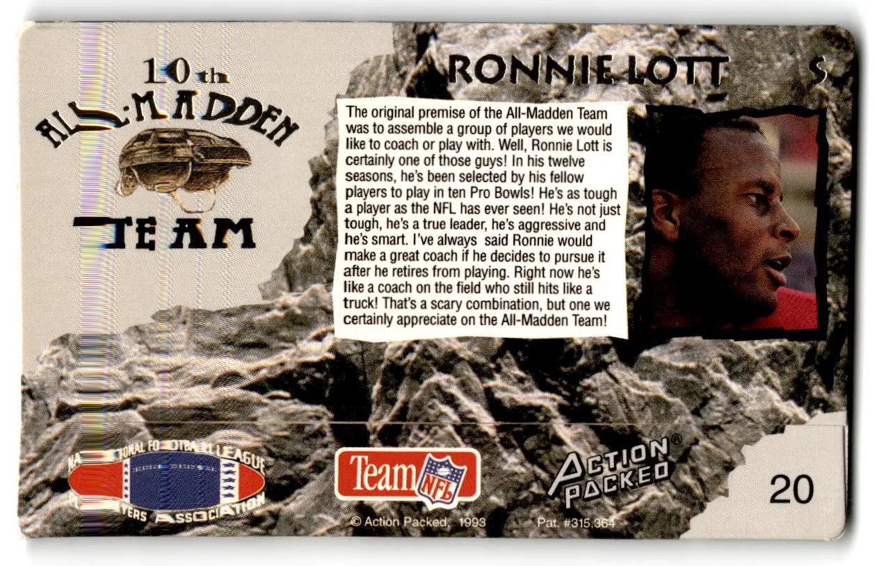1993 Action Packed All-Madden #20 Ronnie Lott - Trading Card