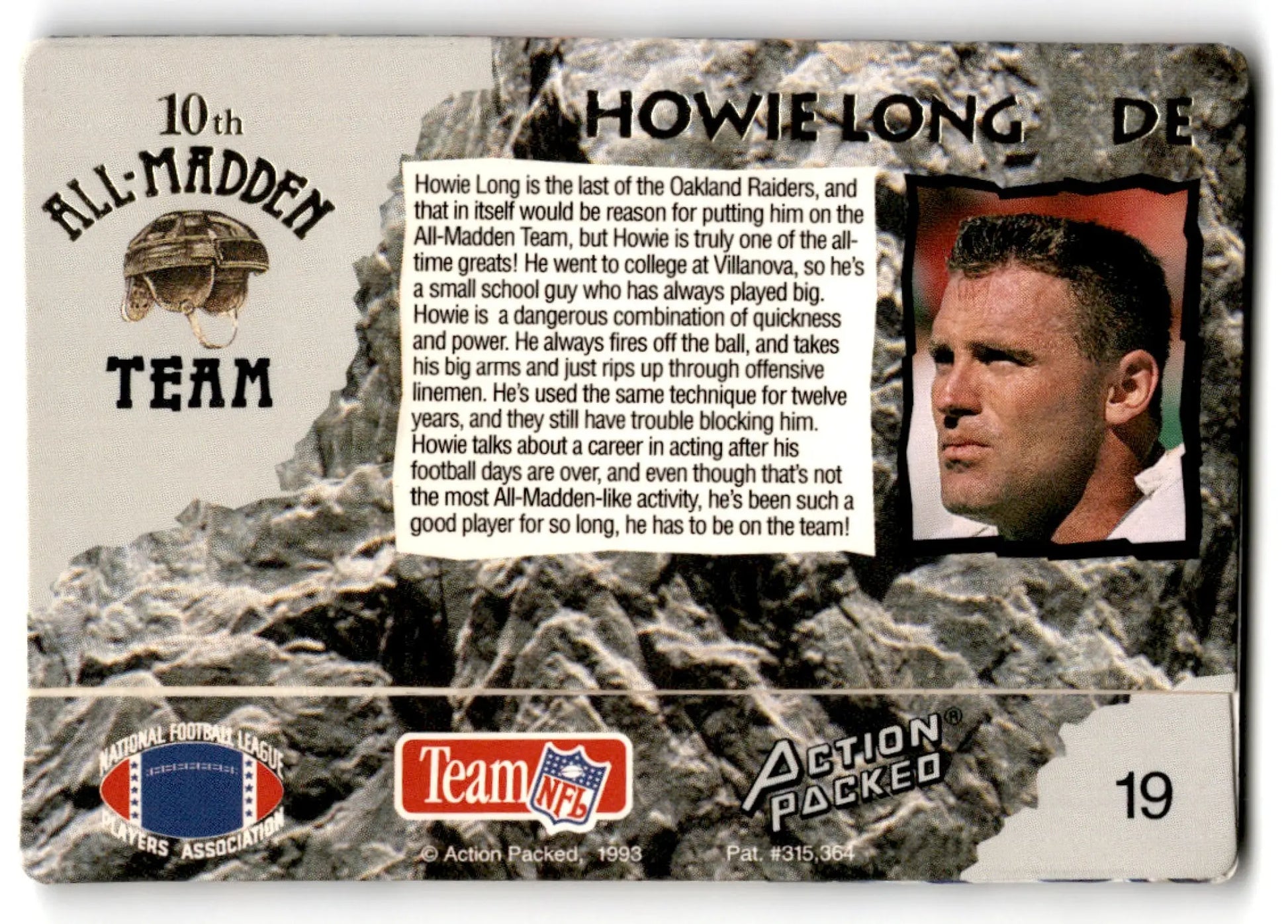 Action Packed Football Howie Long trading card Los Angeles Raiders 1993 All-Madden