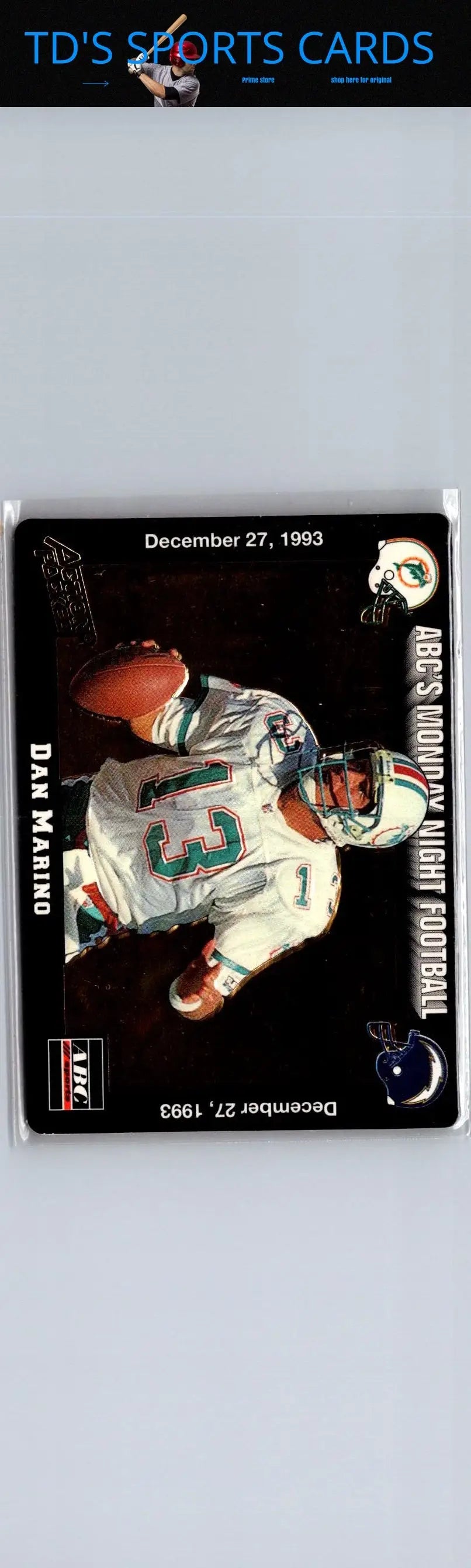 Dan Marino rookie football card from 1983 in 1993 Action Packed Monday Night Football set