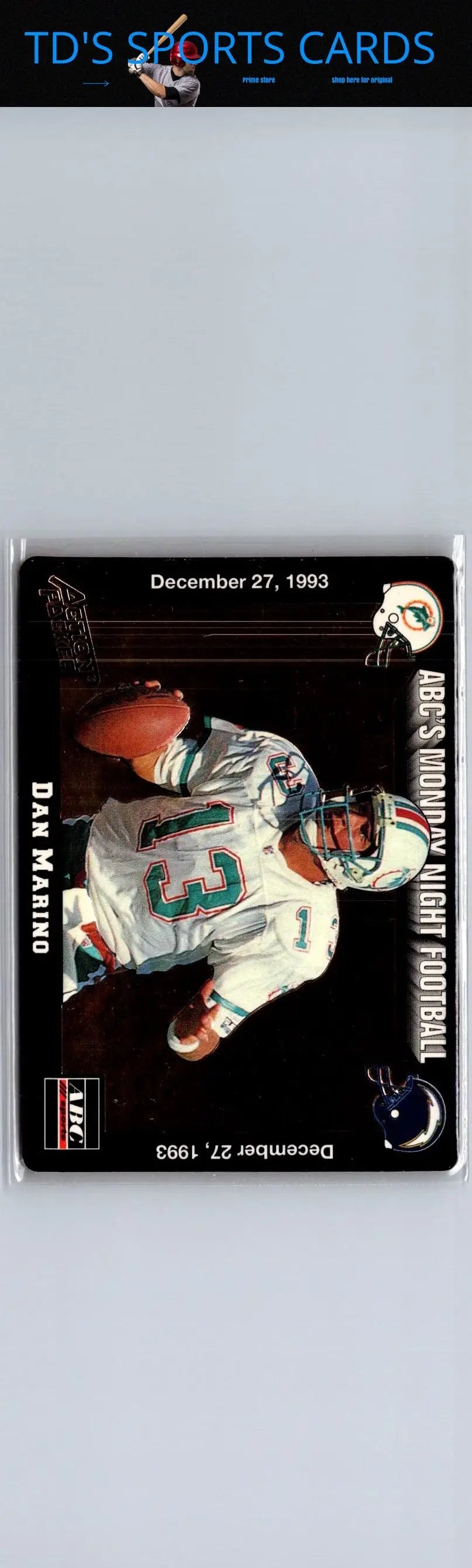 Dan Marino football card from 1993 Action Packed Monday Night Football collection