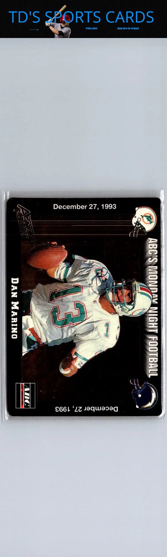 Dan Marino football card from 1993 Action Packed Monday Night Football collection