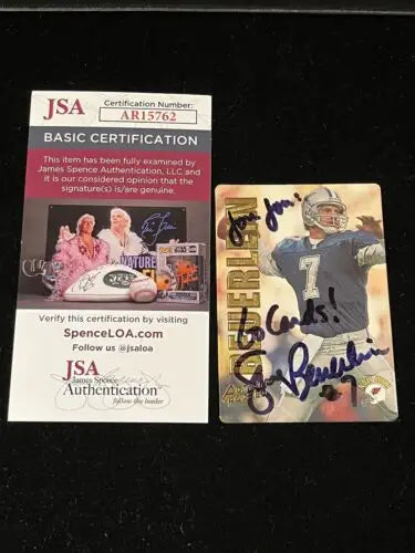 Autographed Troy Aikman football trading card with JSA authentication for collectors