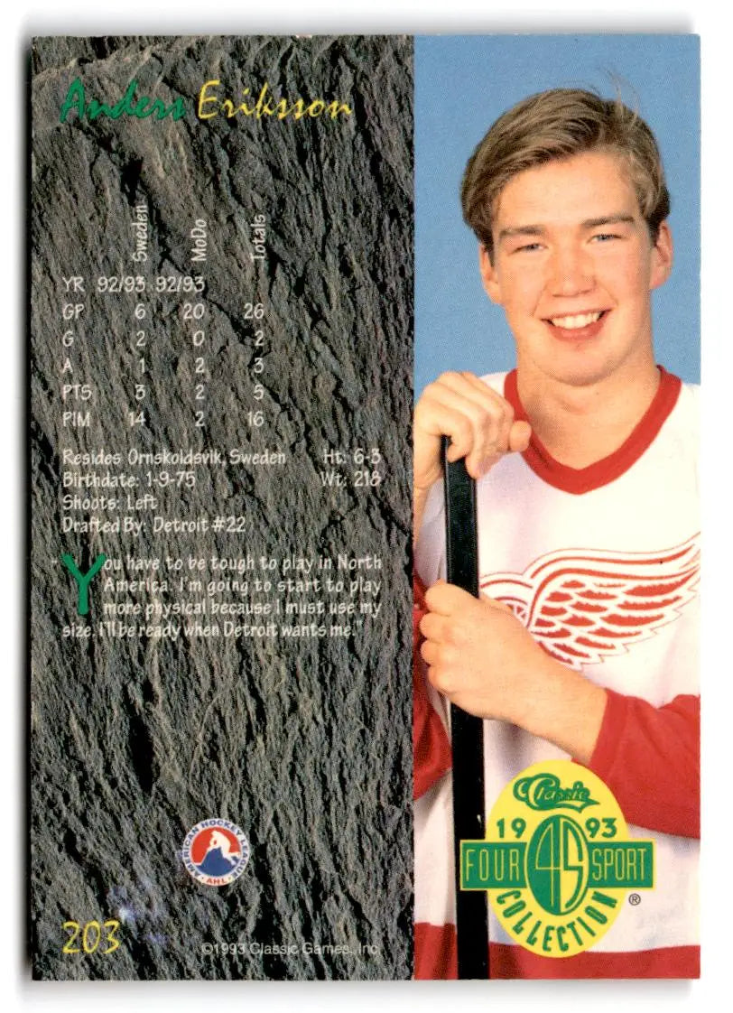 1993 Classic Four Sport #203 Anders Eriksson - Trading Cards
