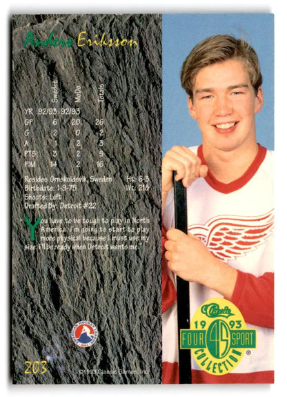 1993 Classic Four Sport #203 Anders Eriksson - Trading Cards