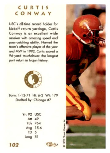 1993 Classic Four Sport Images #102 Curtis Conway football card with original gloss finish
